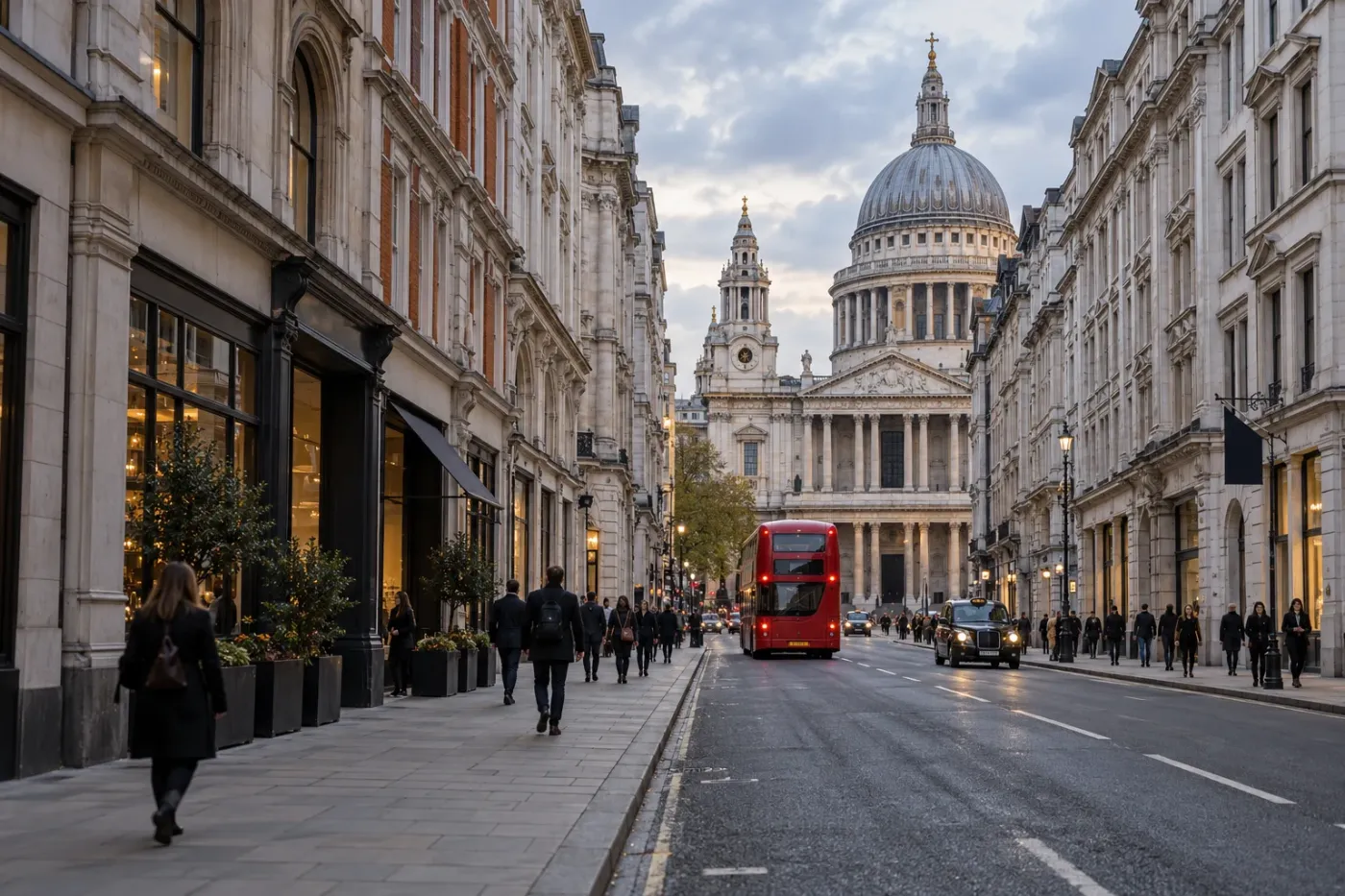 Ludgate Hill y la catedral de St Paul’s, en la City de Londres